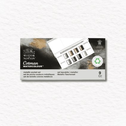 AKVARELOVÉ FARBY - WINSOR & NEWTON - COTMAN | METALLIC | 8 POLPANVIČIEK + ŠTETEC