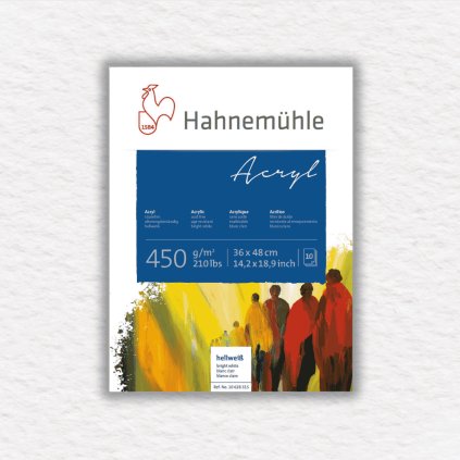 BLOK NA AKRYLOVÉ FARBY - HAHNEMÜHLE - 450 GSM - 10 LISTOV | 36x48 CM