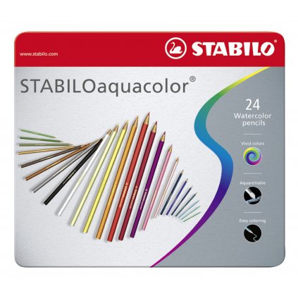 STABILO AQUACOLOR - AKVARELOVÉ CERUZKY - PLECHOVÉ PÚZDRO - SADA 24 KS