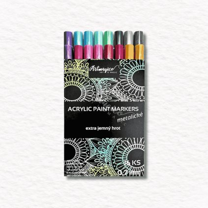 AKRYLOVÉ MARKERY - ARTMAGICO - PREMIUM - EXTRA JEMNÝ HROT - 0.7 MM - METALICKÉ | 16 KS