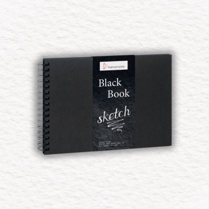 SKICÁR - HAHNEMÜHLE - BLACK BOOK - ŠPIRÁLOVÁ VÄZBA - 250 GSM - 30 LISTOV | A5 LANDSCAPE