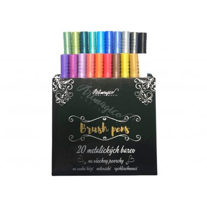 ARTMAGICO BRUSH PENS - METALICKÉ ODTIENE - SADA 20 KS