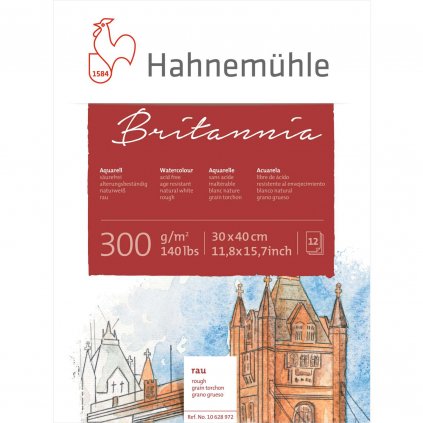 AKVARELOVÝ BLOK - HAHNEMÜHLE BRITANNIA - 300 GR/M2 - DRSNÝ - 12 LISTOV - 30x40 CM