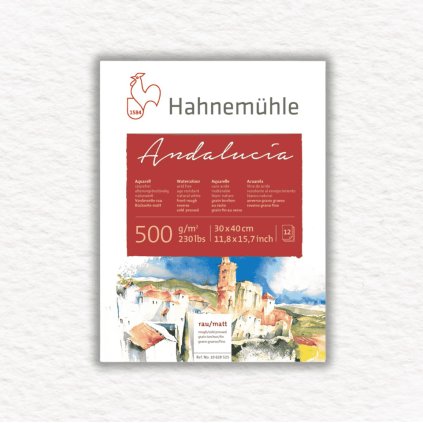 AKVARELOVÝ BLOK - HAHNEMÜHLE - ANDALUCÍA - 500 GSM - ROUGH A COLD PRESSED - 12 LISTOV | 30x40 CM