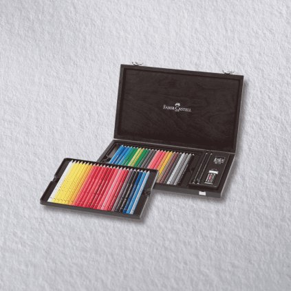 FAREBNÉ CERUZKY - FABER CASTELL - POLYCHROMOS - DREVENÁ KAZETA | 48 KS
