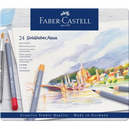 AKVARELOVÉ CERUZKY - FABER CASTELL GOLDFABER AQUA - PLECHOVÉ PÚZDRO - SADA 24 KS