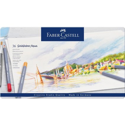 AKVARELOVÉ CERUZKY - FABER CASTELL GOLDFABER AQUA - PLECHOVÉ PÚZDRO - SADA 36 KS