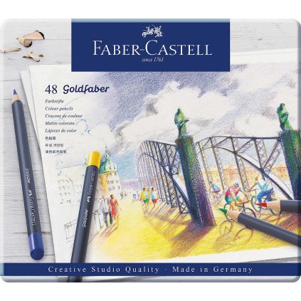 FAREBNÉ CERUZKY - FABER CASTELL GOLDFABER - PLECHOVÉ PÚZDRO - SADA 48 KS