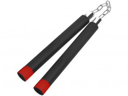 Nunchaku s pěnovým potahem - černo/rudé