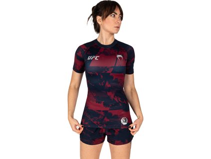 Venum UFC Zenith Authentic Fight Week dámský rashguard kr.rukáv - bordó
