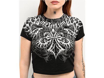 Affliction Skeleton Black Crop T Shirt 388484 alt1 US