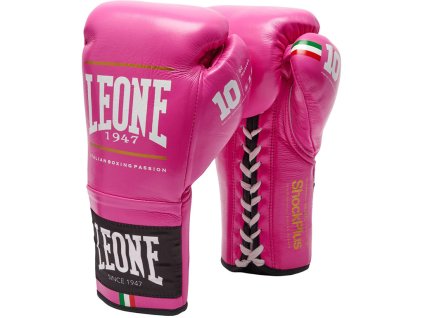 Leone 1947 Shock Plus kožené šněrovací boxerské rukavice - růžové