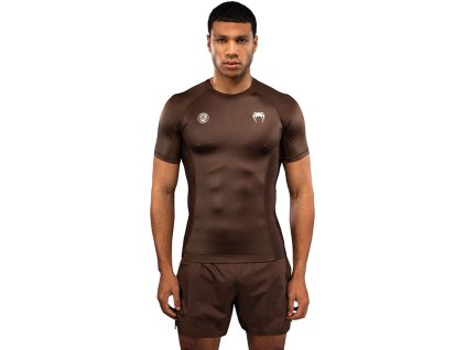 Venum x Roger Gracie Academy rashguard krátký rukáv - tmavě hnědý