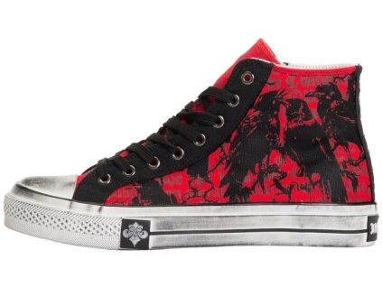 AFFLICTION CROWS HI-TOP TENISKY - ČERVENÉ