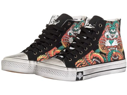 AFFLICTION FLAME & FABLE HI-TOP TENISKY - ČERNÉ