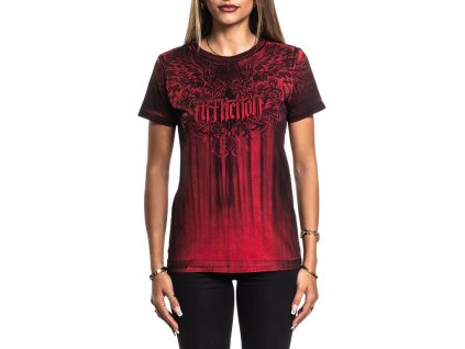AFFLICTION BRIESSA DÁMSKÉ TRIČKO - ČERVENO/ČERNÉ