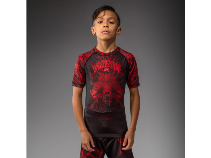 Venum Wolf Atak kids short sleeve rashguard - black/red