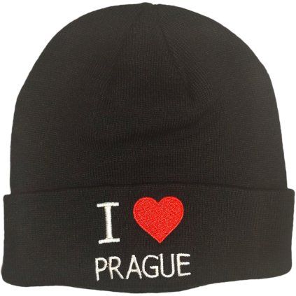 Zimní čepice I love Prague - černá