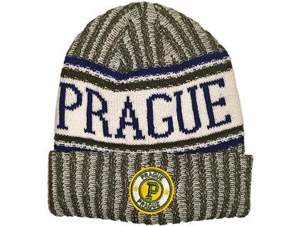 Zimní čepice PRAGUE pruhovaná - zeleno/bílo/modrá