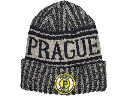 Zimní čepice PRAGUE pruhovaná - černo/šedá