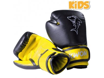 Juniors boxing gloves Kwon Shark black-yellow