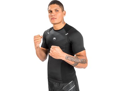 Venum Biomecha Rashguard, krátký rukáv - černo/šedý (Velikost XXL)