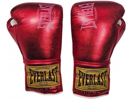Everlast 1910 Leather Boxing Gloves - metallic red