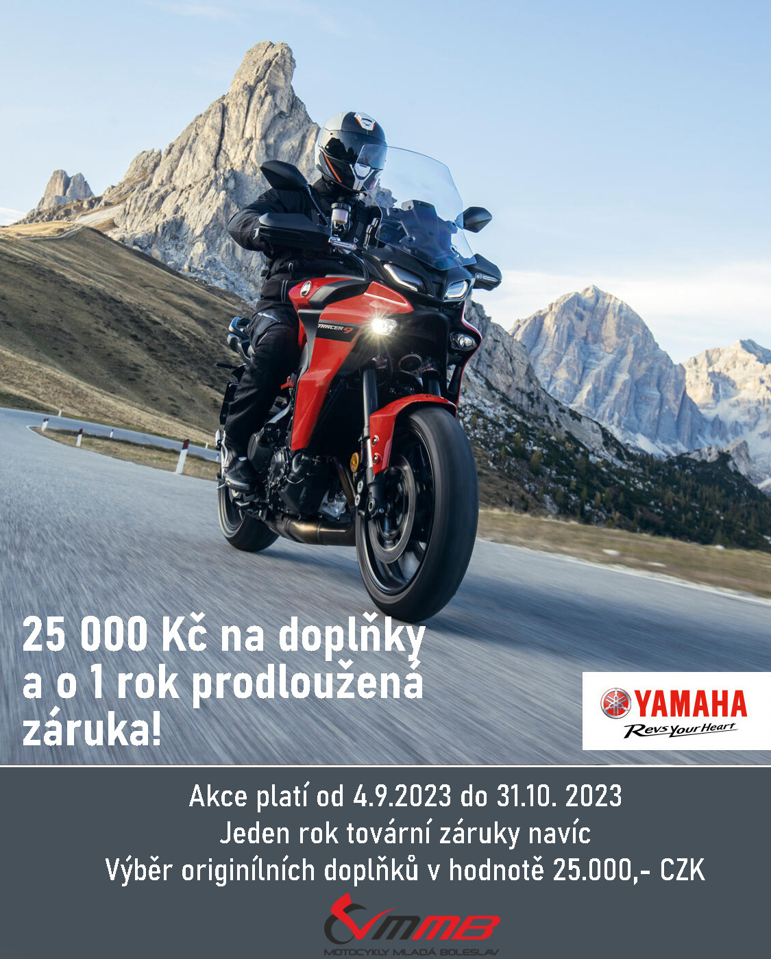 Prodloužená záruka + 25 000 CZK zdarma na doplňky k motocyklu Yamaha s motorem CP3