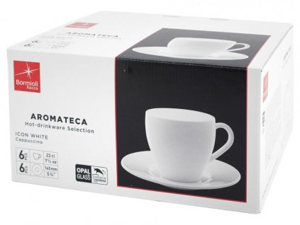 Sada šálků a podšálků z opálového skla Aromateca 22cl coffe set 6d.