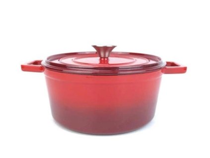 Litinový hrnec s poklicí červený 24cm objem 3,4 l l HENDI 626832