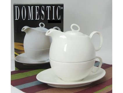 Tea for one porcelán šálek na čaj s podšálkem s konvičkou pro 1 osobu