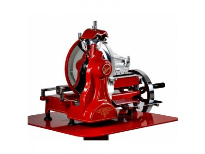 mmilenium.cz velkoobchodgastro.cz Nářezový stroj mechanický retro Flywheel CE 300L červený, pro krájení Prosciutto Crudo