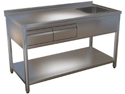 mmilenium.cz velkoobchodgastro.cz Mycí stůl s lisovaným dřezem a zásuvkama KSVOZP 2 hloubka 700mm