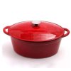 Litinový hrnec s poklicí červený oválný objem 7 l HENDI 626825 mmilenium