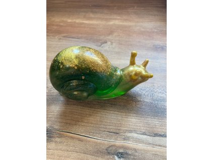 11. dekorace šnek zelenozlatý 14x5x8cm
