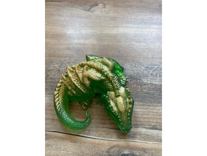 14. dekorace drak zelenozlatý 8x5cm