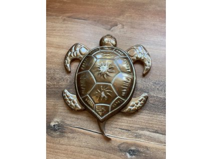 17. dekorace želva zlatá 9x17cm