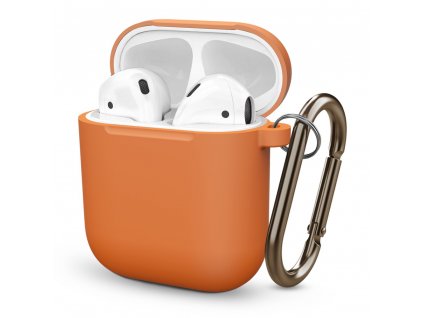 Pouzdro s karabinou na sluchátka AirPods - Silicone Orange