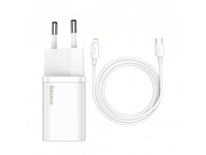 Rychlá nabíječka do sítě pro iPhone a iPad - Baseus, Super Network Charger PD 20W + Lightning kabel White