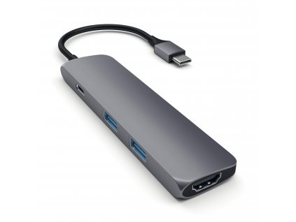 Redukce / adaptér - Satechi, USB-C Slim Multi-Port Adapter Gray