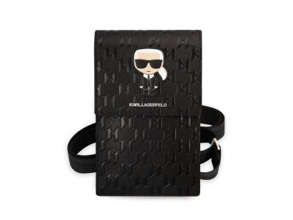 Univerzální pouzdro / taška s kapsou na mobil - Karl Lagerfeld, Monogram Ikonik Wallet Black