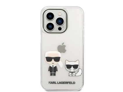 Ochranný kryt pro iPhone 14 Pro - Karl Lagerfeld, Ikonik Karl and Choupette Transparent