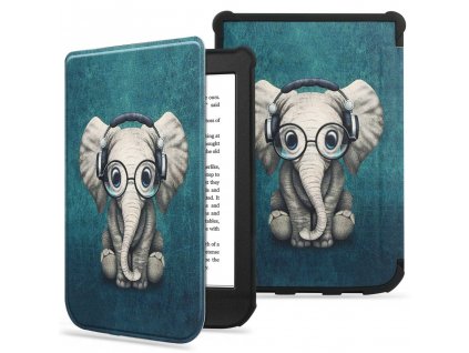 Pouzdro na PocketBook HD 3 632 / Touch Lux 4 627 / Touch Lux 5 628 - Tech-Protect, SmartCase Happy Elephant