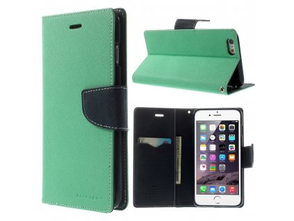 Pouzdro / kryt pro Apple iPhone 6 Plus / 6S Plus - Mercury, Fancy Diary MINT/NAVY