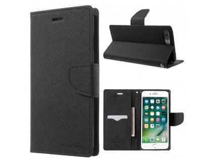 Pouzdro / kryt pro iPhone 7 Plus / 8 Plus - Mercury, Fancy Diary BLACK/BLACK