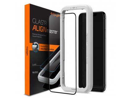 Ochranné tvrzené sklo pro iPhone XR / 11 - Spigen, AlignMaster FC (s aplikátorem)