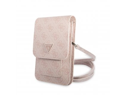 Univerzální pouzdro / taška s kapsou na mobil - Guess, 4G Triangle Logo Bag Pink