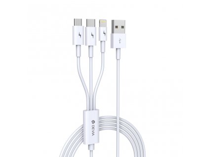 Kabel 3v1 - Devia, Smart White (Lightning+Micro+Type-C)