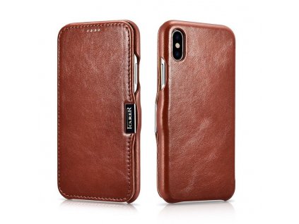 Knížkové pouzdro pro iPhone XS / X - iCarer, Vintage Brown