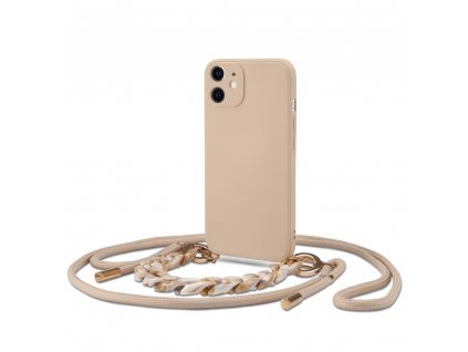 Kryt se šňůrkou pro iPhone 12 - Tech-Protect, Icon Chain Beige